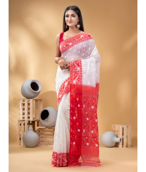 Pure Khadi jamdani saree hot with blouse Piece soft saree for women.